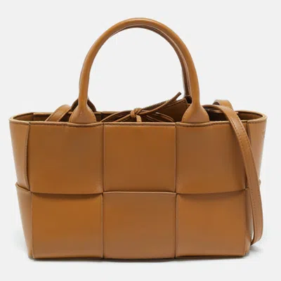 Pre-owned Bottega Veneta Brown Intreccio Leather Mini Arco Tote