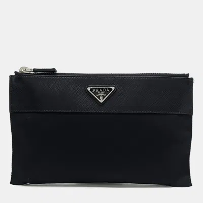 Pre-owned Prada Black Nylon Re-nylon Pouch