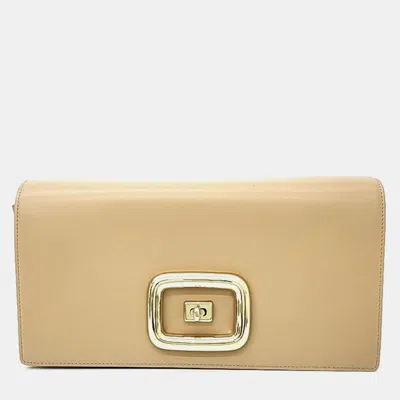 Pre-owned Roger Vivier Beige Leather Shoulder Bag In Sand