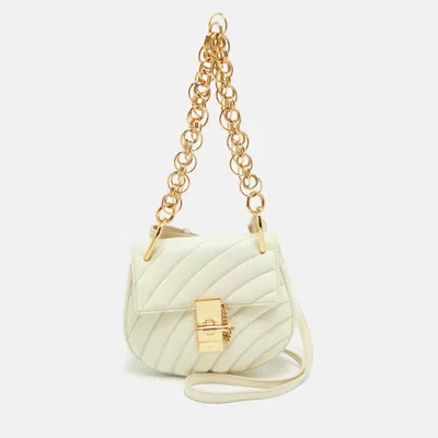 Pre-owned Chloé Off White Quilted Leather Mini Drew Bijou Shoulder Bag