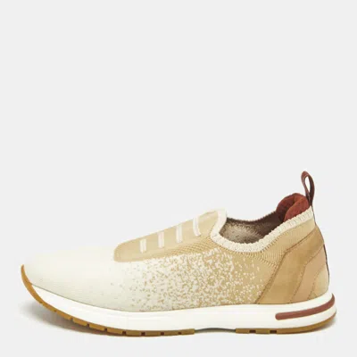 Pre-owned Loro Piana Beige/cream Suede And Fabric 360 Lp Flexy Walk Low Top Sneakers Size 36