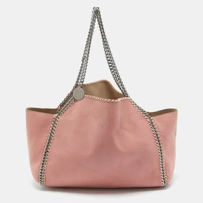 Pre-owned Stella Mccartney Pink/beige Faux Suede Reversible Falabella Shopper Tote