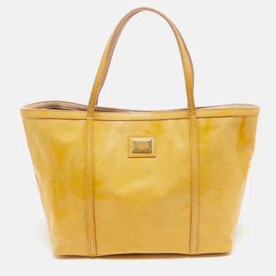 Pre-owned Dolce & Gabbana Yellow Patent Leather Miss Escape Tote