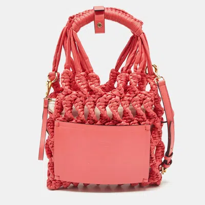 Pre-owned Etro Red Braided Woven Leather Tote