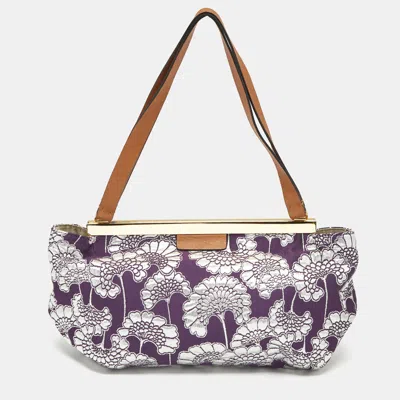 Pre-owned Marni Purple/silver Fabric Embroidered Frame Shoulder Bag