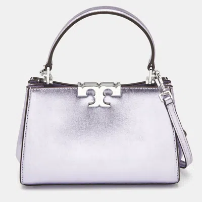 Pre-owned Tory Burch Metallic Purple Leather Mini Eleanor Top Handle Bag