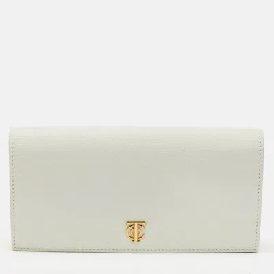 Pre-owned Tiffany & Co White Leather Logo Flap Continental Wallet