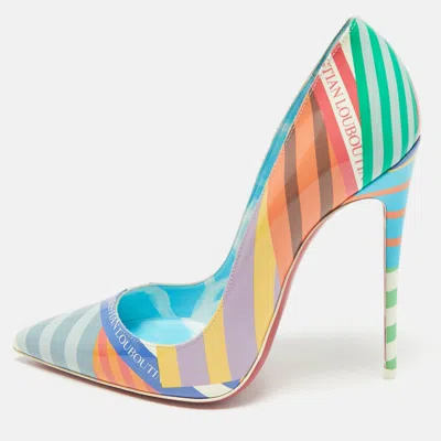 Pre-owned Christian Louboutin Multicolor Printed Patent Leather Hot Chick Pumps Size 40
