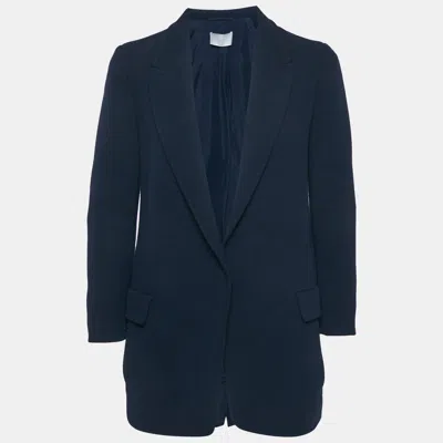 Pre-owned Boss By Hugo Boss Navy Blue Knit Single Breasted Blazer S