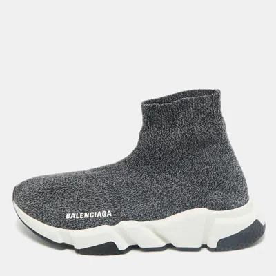 Pre-owned Balenciaga Grey Knit Fabric Speed Trainer Slip On Sneakers Size 40
