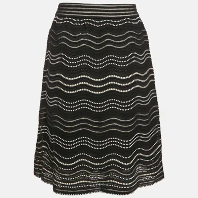 Pre-owned M Missoni Black Patterned Flared Short Skirt S
