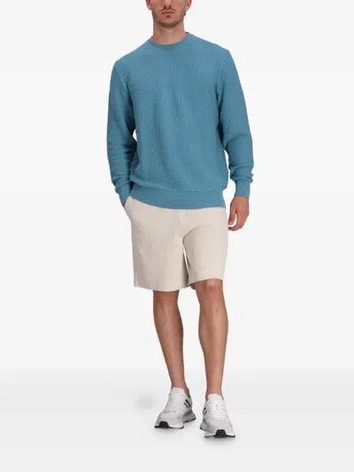 Hugo Boss Cotton Crew-neck Sweater In Blue