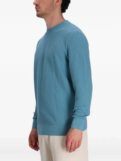 Hugo Boss Cotton Crew-neck Sweater In Blue