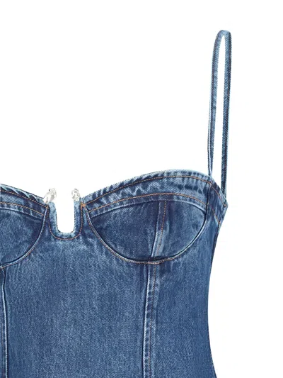 David Koma Denim Mini Dress In Blue