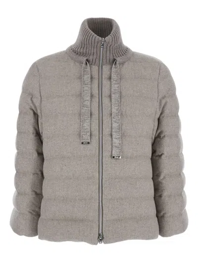 Herno Quilted High-neck Jacket In Gray