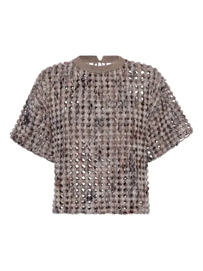 Brunello Cucinelli Balloon Net Knit T-shirt