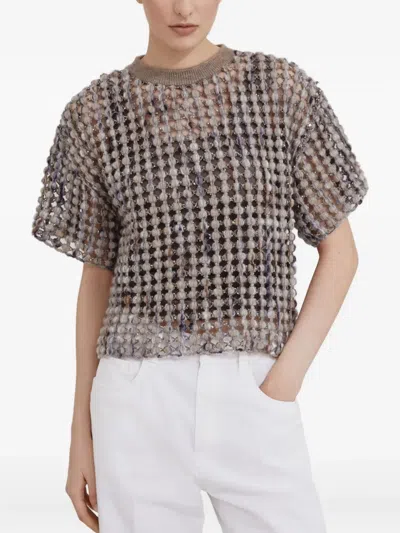 Brunello Cucinelli Balloon Net Knit T-shirt
