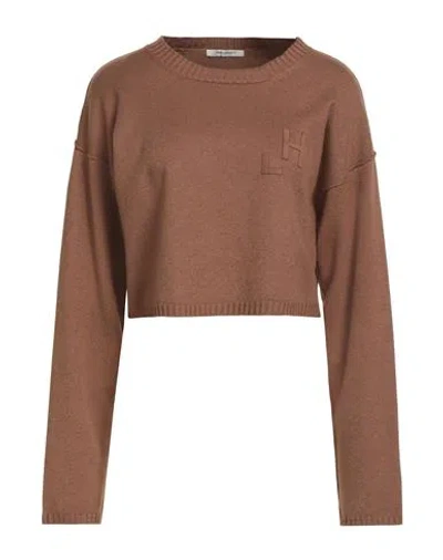 Hinnominate Woman Sweater Camel Size L Viscose, Polyester, Polyamide In Brown