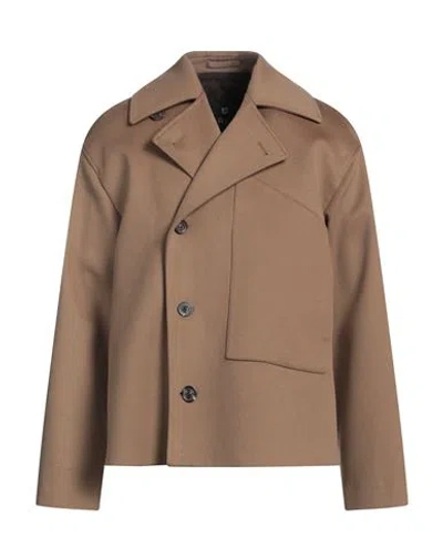 Lardini Man Coat Camel Size 40 Wool In Brown