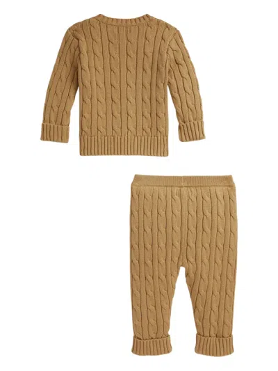 Polo Ralph Lauren Cable-knit Cotton Trousers Set In Brown