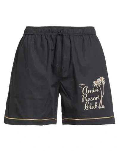 Amiri Mens Twisted Palms Brand-print Cotton Shorts Black In Multi