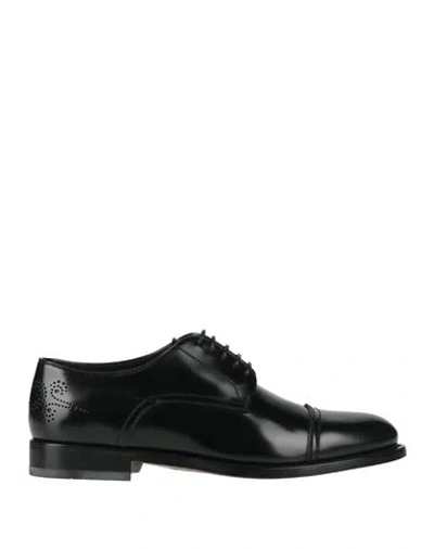 Ferragamo Perforated Leather Derby Shoes In Black