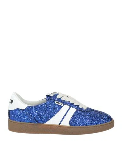 Msgm Retro Sneakers In Glittery Fabric And Synthetic Leather In Multi