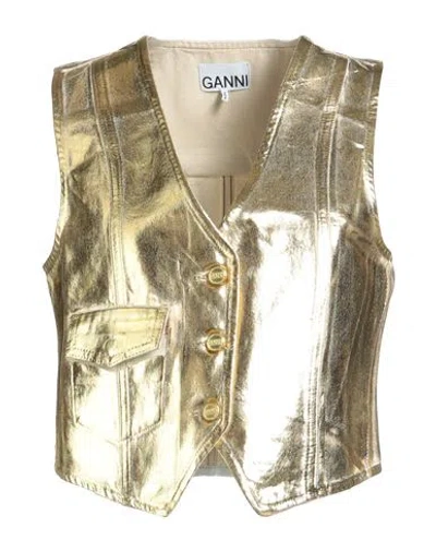 Ganni Gold Vest With Branded Buttons