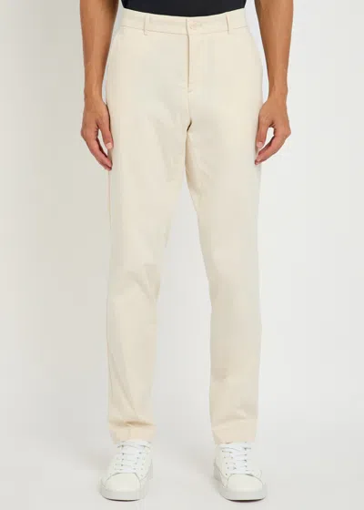 Hugo Boss Boss P-genius Tapered Cotton-blend Trousers In Neutral