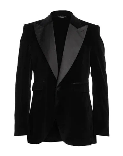 Dolce & Gabbana Black Single-breasted Jacket With Peak Revers In Velvet