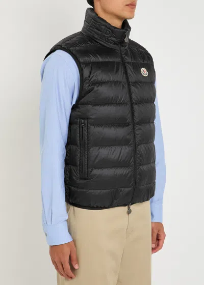 Moncler Puffer Sleeveless High Collar Vest In Black