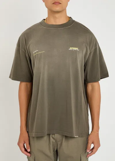 Represent Patron Of The Club Printed Cotton T-shirt In Gray