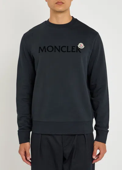 Moncler Logo Patch Crewneck Sweatshirt In Black