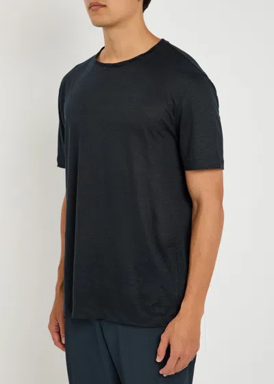 Hugo Boss Boss X David Beckham Linen T-shirt In Blue