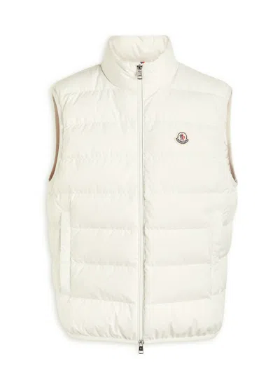 Moncler Mens Natural Contrin Brand-badge Shell-down Gilet In White