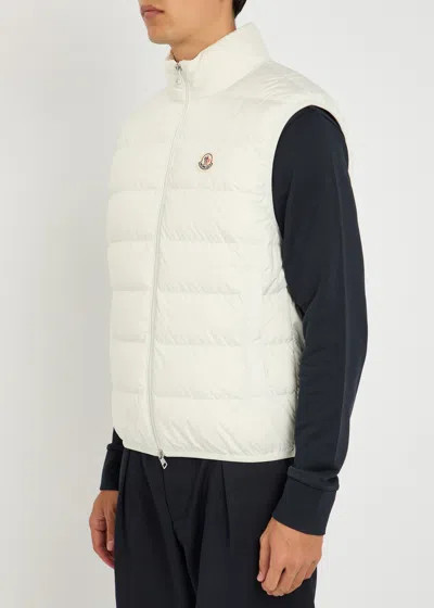 Moncler Mens Natural Contrin Brand-badge Shell-down Gilet In White