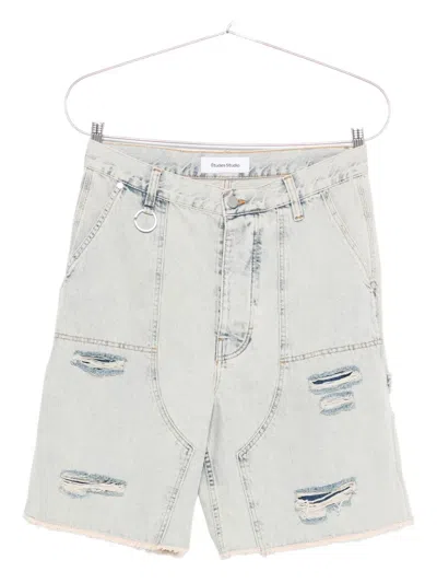 Etudes Studio Distressed Pocket Shorts In Blue