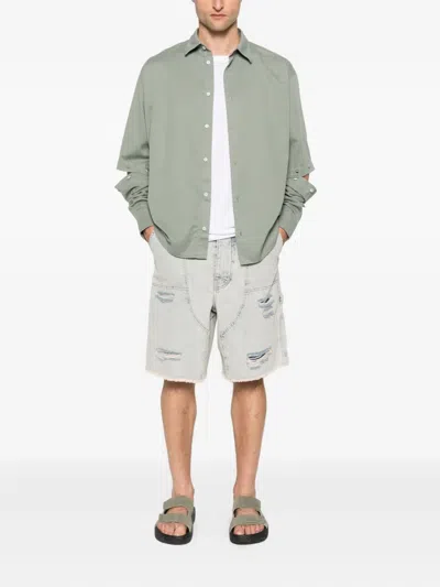 Etudes Studio Distressed Pocket Shorts In Blue