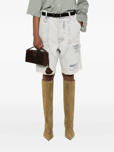 Etudes Studio Distressed Pocket Shorts In Blue