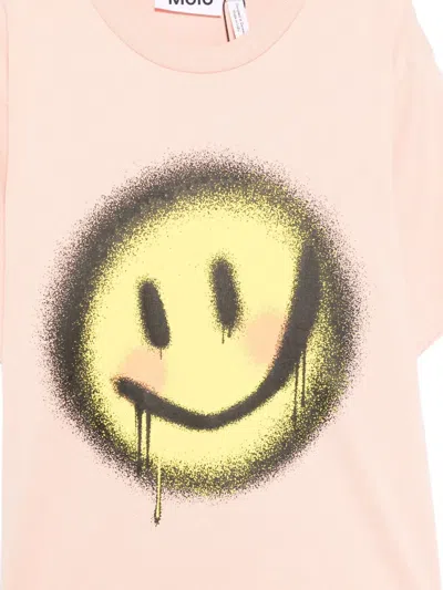Molo Spray-paint Smiley-face T-shirt In Pink