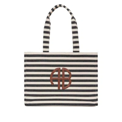 Anine Bing Stripe Logo Lara Tote Bag