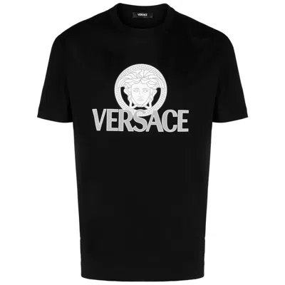 Versace Crewneck T-shirt With Medusa Logo And Comfortable Fit In Black