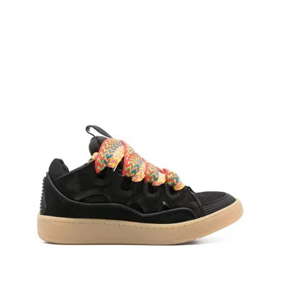 Lanvin Black Suede Calf Leather Sneakers In Black