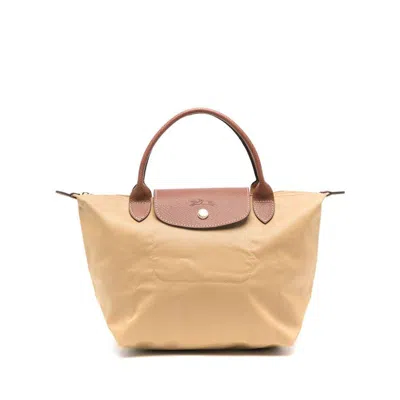 Longchamp Le Pliage S Beige Handbag With Engraved Logo In Recycled Canvas Woman
