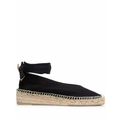 Castaã±er Gea Canvas Wedge Espadrilles With Braided Band In Black