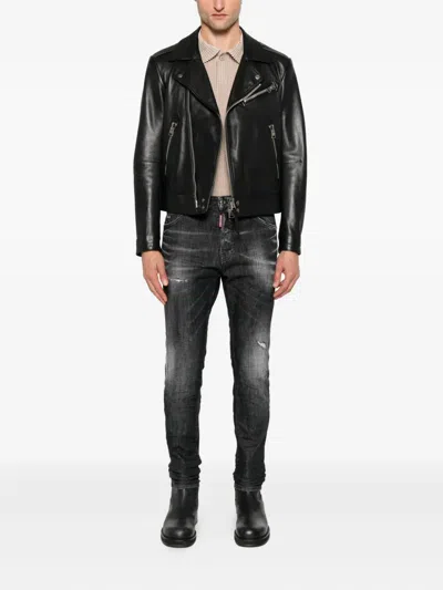 Dsquared2 Straight Fit Trousers With Belt Loops In Black