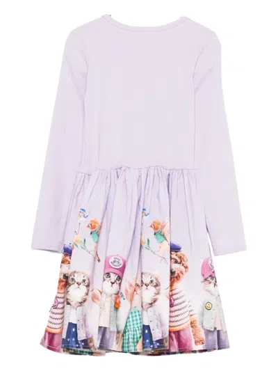 Molo Long-sleeve Animal-print Dress In Blue