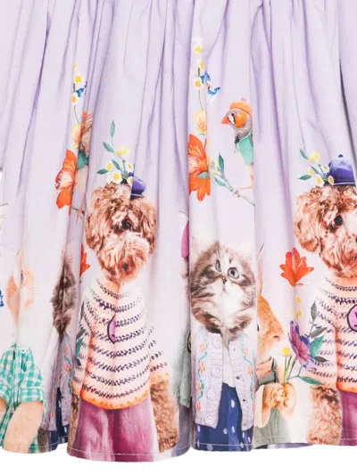 Molo Long-sleeve Animal-print Dress In Blue