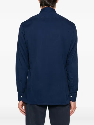 Kiton Long Sleeve Button Down Shirt In Blue