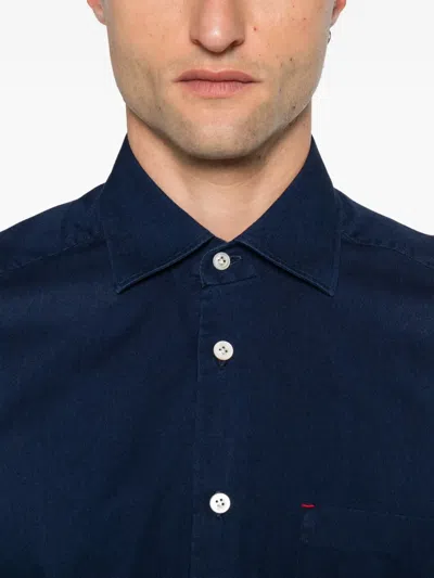 Kiton Long Sleeve Button Down Shirt In Blue